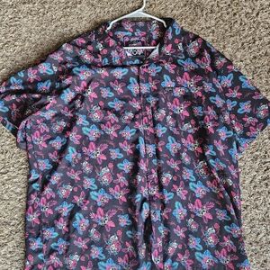 Retro Rifle Skull And Drinks - Floral Graphic Shirt